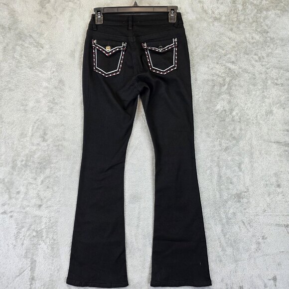 Bamboo Original Denim Jeans Womens 3 Black Bootcut Low Rise Rhinestone Studded - Picture 8 of 12